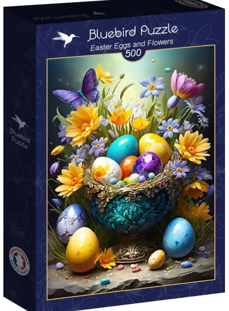 Bluebird Puzzle : Easter Eggs and Flowers (500)