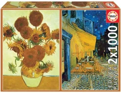 Educa : Vincent Van Gogh - Sunflowers + Caffé Terrace at Night (2 x 1000)
