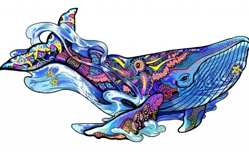 Eureka : Rainbow Wooden Puzzles, Blue Whale (101)
