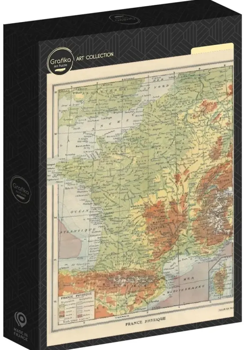 Grafika : Larousse - Map of Physical France, 1925 (1000)