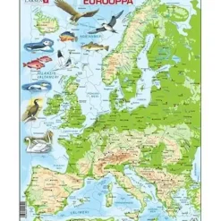 Larsen : Rampussel - Europakarta med Fågel- och Fiskarter (87)