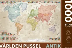 Norstedts : Världen Pussel Antik - Världskarta med svensk text och flaggor (1000)