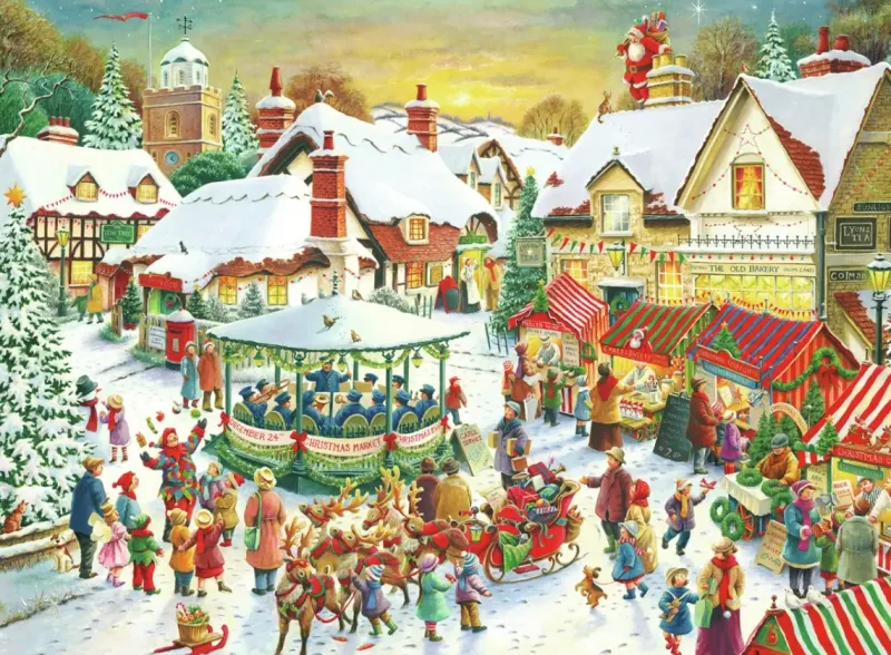 Ravensburger : The Christmas Market & Santa's Christmas Supper (2 x 500)