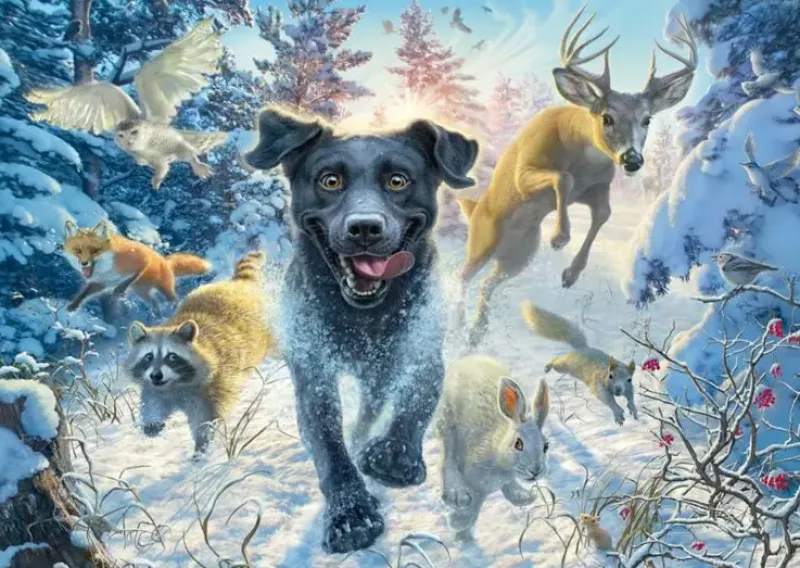 Schmidt : Mark Fredrickson - A Black Labrador in the Snow (1000)