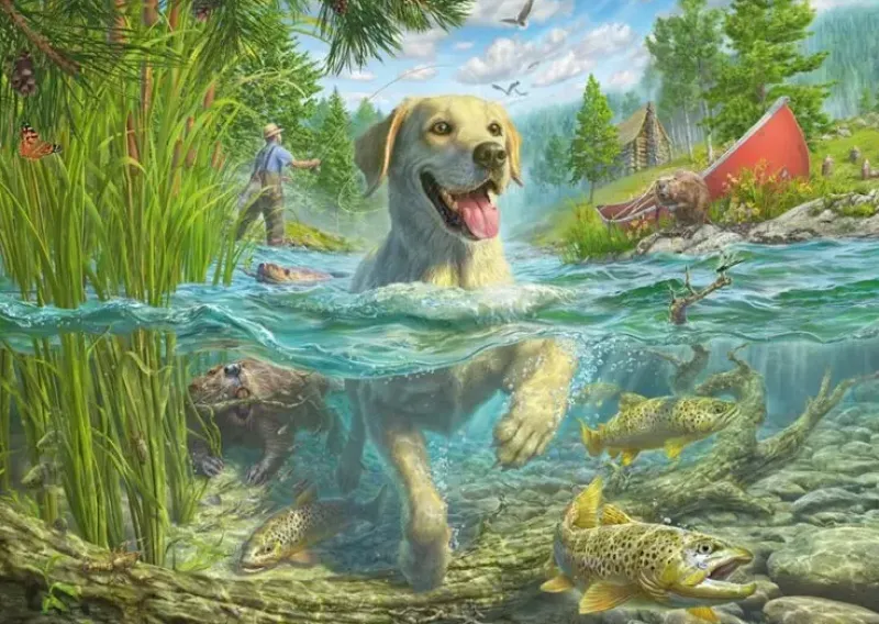 Schmidt : Mark Fredrickson - A Yellow Labrador Goes Fishing (1000)