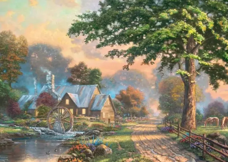 Schmidt : Wooden Träpussel - Thomas Kinkade Studios, Simpler Times II (1000)