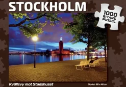 Svenskapussel : Stockholm - Kvällsvy mot Stadshuset (1000)